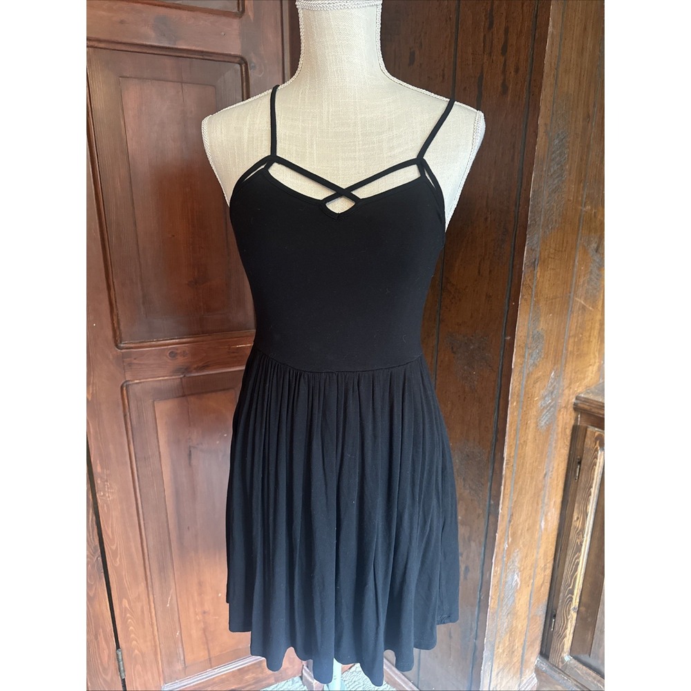 Womens American Eagle Soft & Sexy Mini Dress Black Fit & Flare XS‎